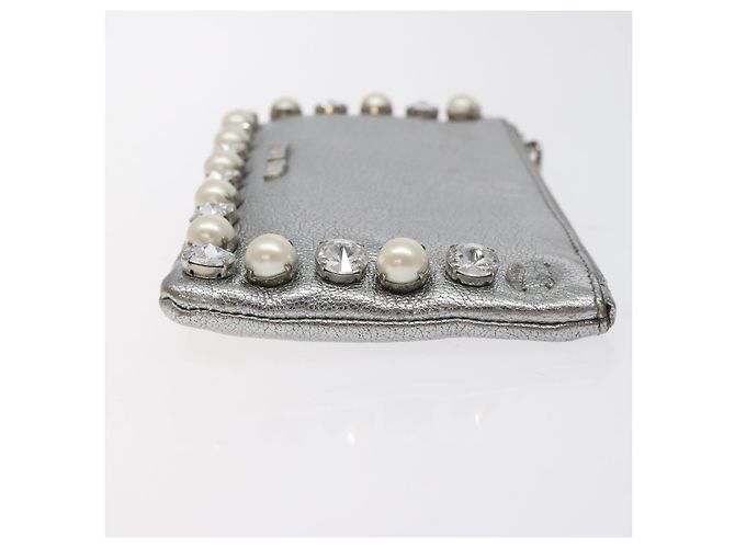 Pochette in pelle Miu Miu argento Auth BA3607 - vista 3