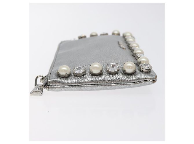 Pochette in pelle Miu Miu argento Auth BA3607 - vista 4