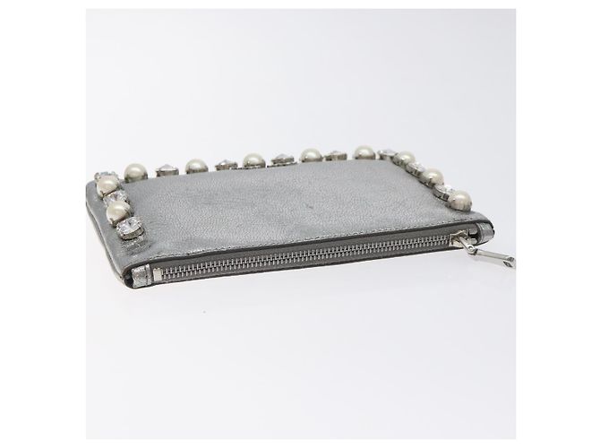 Pochette in pelle Miu Miu argento Auth BA3607 - vista 5