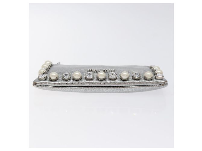 Pochette in pelle Miu Miu argento Auth BA3607 - vista 6
