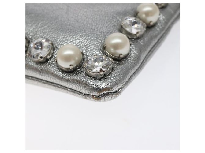 Pochette in pelle Miu Miu argento Auth BA3607 - vista 7