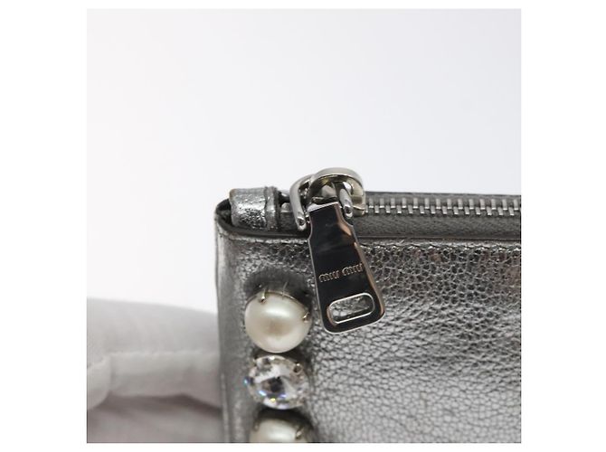 Pochette in pelle Miu Miu argento Auth BA3607 - vista 8