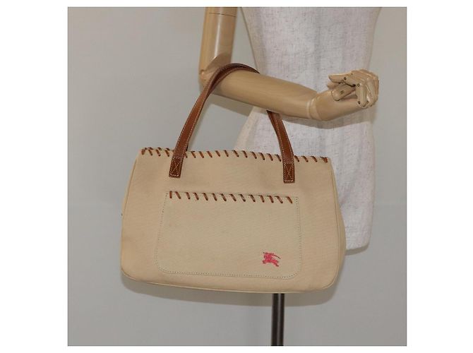 Burberry Blue Label Tote Bag aus Canvas Beige Silber Authentisch bs27139 - Ansicht 21