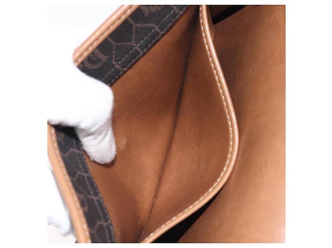 Borsa a spalla in tela a nido d'ape Christian Dior PVC nera e dorata Auth SW976 - vista 12