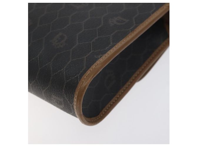 Borsa a spalla in tela a nido d'ape Christian Dior PVC nera e dorata Auth SW976 - vista 15