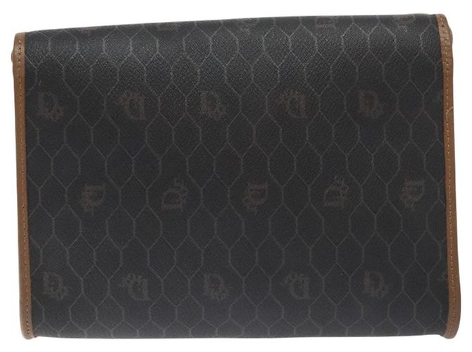 Borsa a spalla in tela a nido d'ape Christian Dior PVC nera e dorata Auth SW976 - vista 2
