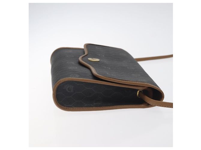 Borsa a spalla in tela a nido d'ape Christian Dior PVC nera e dorata Auth SW976 - vista 3