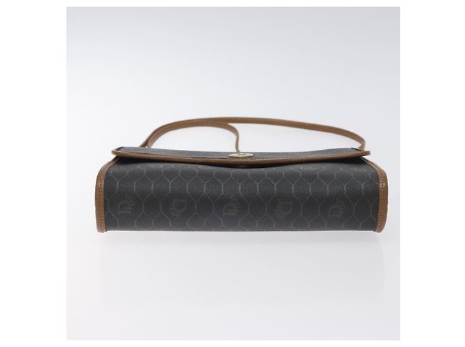 Borsa a spalla in tela a nido d'ape Christian Dior PVC nera e dorata Auth SW976 - vista 5