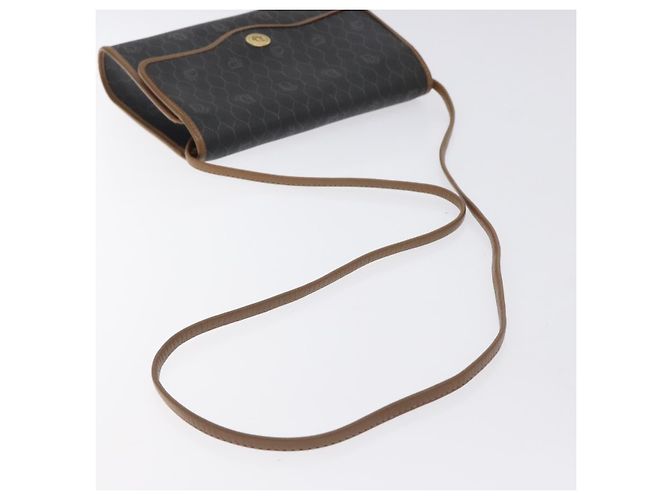 Borsa a spalla in tela a nido d'ape Christian Dior PVC nera e dorata Auth SW976 - vista 7