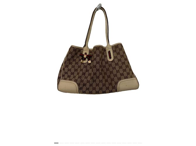 Borsa Gucci beige in cotone - vista 2
