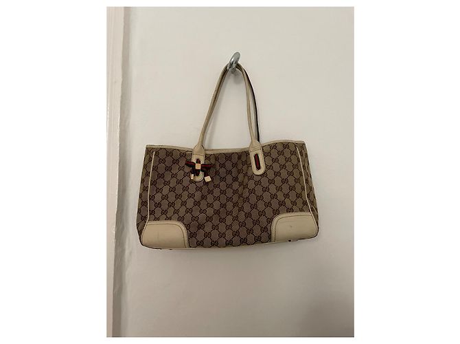 Borsa Gucci beige in cotone - vista 5