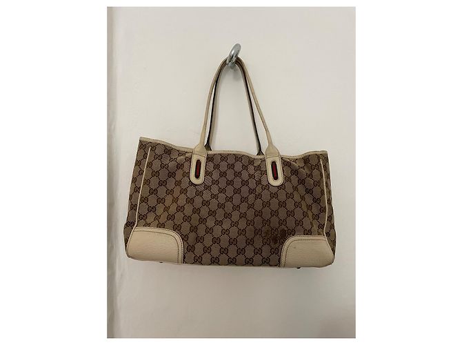 Borsa Gucci beige in cotone - vista 6