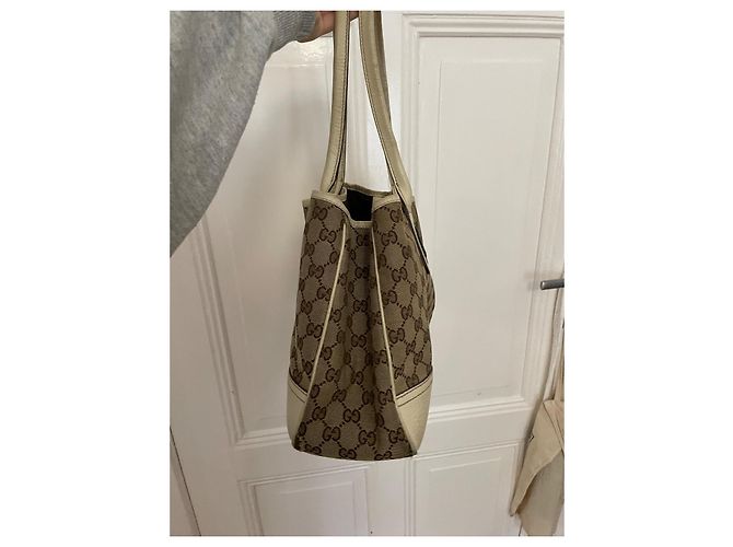 Borsa Gucci beige in cotone - vista 8