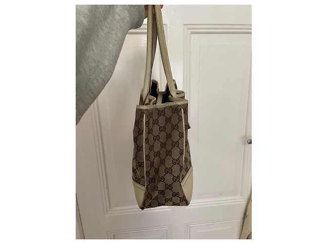 Borsa Gucci beige in cotone - vista 9