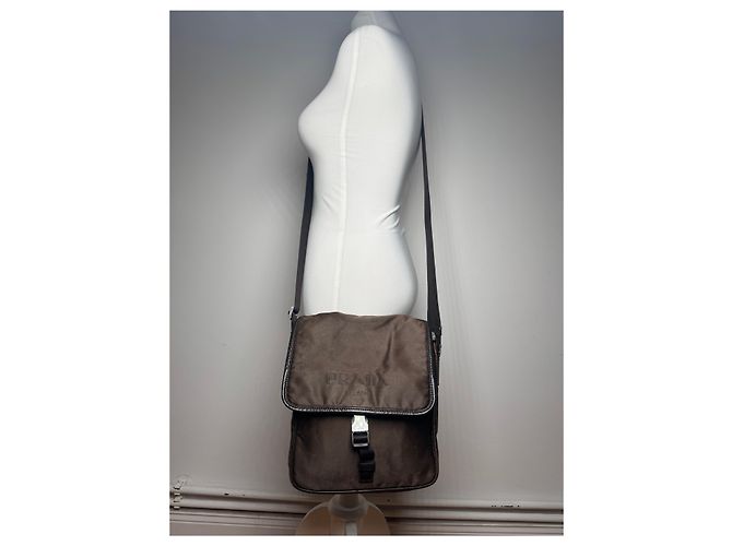 Vintage Prada Polyester Tasche khaki braun - Ansicht 14