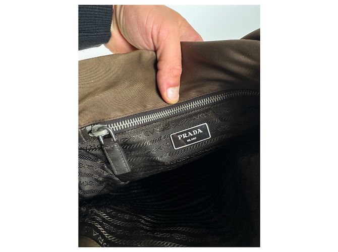 Vintage Prada Polyester Tasche khaki braun - Ansicht 5