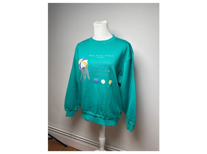 Vintage Balenciaga Pullover grün blau Türkis - Ansicht 7