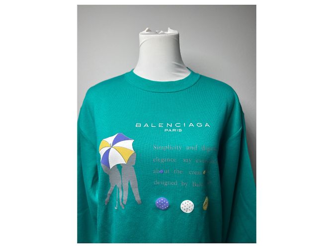 Vintage Balenciaga Pullover grün blau Türkis - Ansicht 8