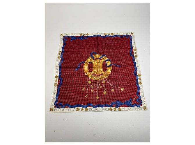 Céline Sciarpa vintage Celine Paris Triomphe Rossa Multicolore - vista 5
