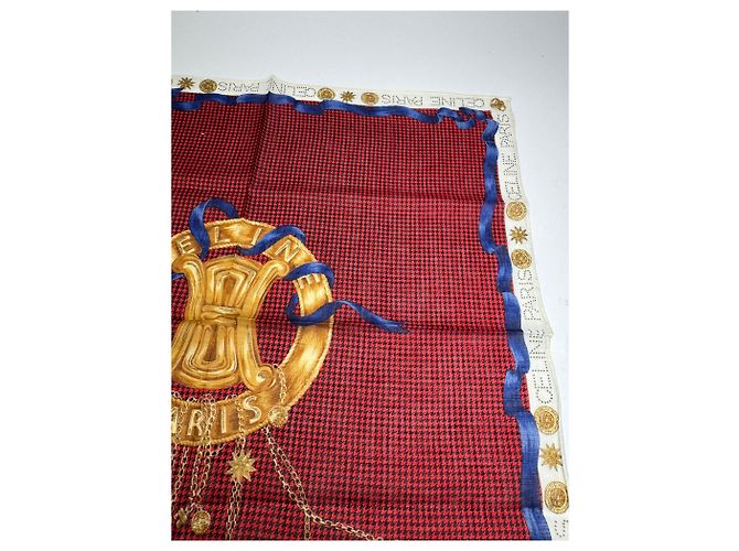 Céline Sciarpa vintage Celine Paris Triomphe Rossa Multicolore - vista 7