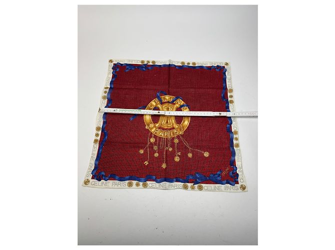 Céline Sciarpa vintage Celine Paris Triomphe Rossa Multicolore - vista 8