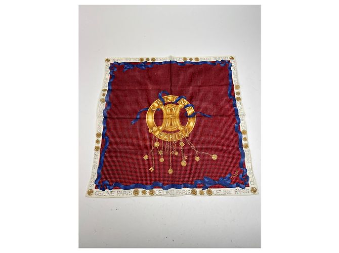 Céline Sciarpa vintage Celine Paris Triomphe Rossa Multicolore - vista 9