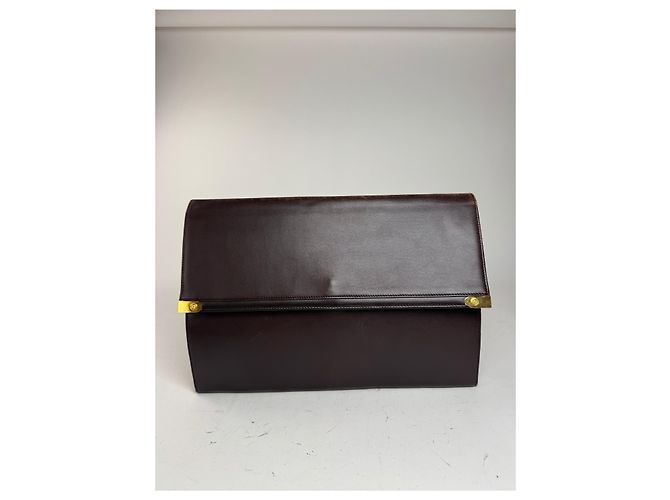 Clutch in pelle Loewe Madrid vintage marrone - vista 3