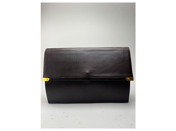 Clutch in pelle Loewe Madrid vintage marrone - vista 4