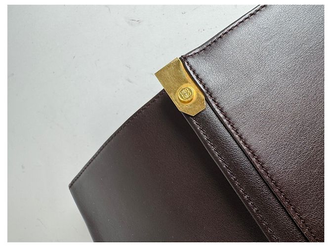Clutch in pelle Loewe Madrid vintage marrone - vista 9