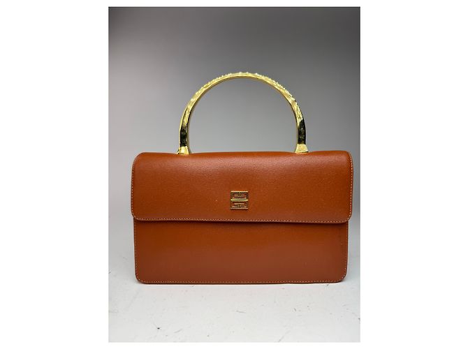 Vintage Givenchy 4G Ledertasche braun Orange - Ansicht 3