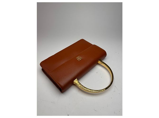Vintage Givenchy 4G Ledertasche braun Orange - Ansicht 8