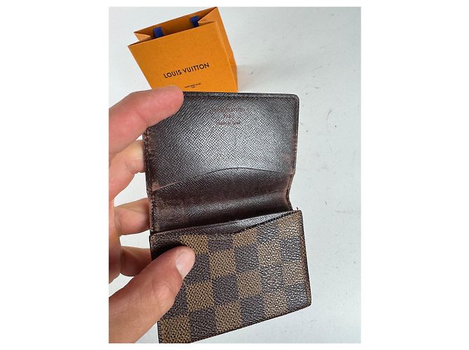 Louis Vuitton Vintage Gucci Damier Monogramm Leder Kartenhalter Braun - Ansicht 4