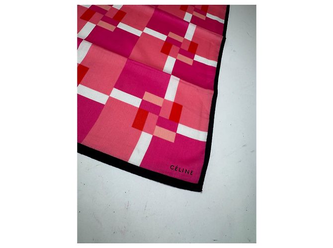 Céline Vintage Celine Scarf pink red white - view 2