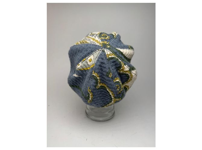 Cappello di lana vintage Emilio Pucci blu bianco giallo - vista 11