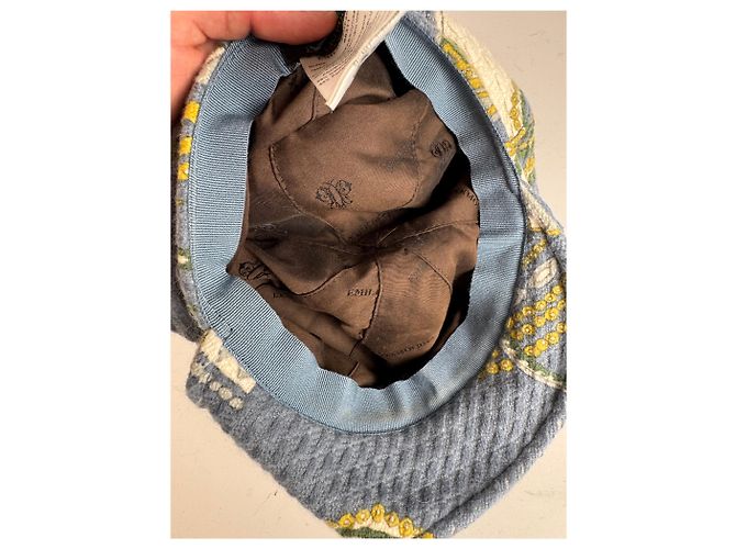 Cappello di lana vintage Emilio Pucci blu bianco giallo - vista 5