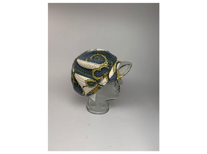 Cappello di lana vintage Emilio Pucci blu bianco giallo - vista 9