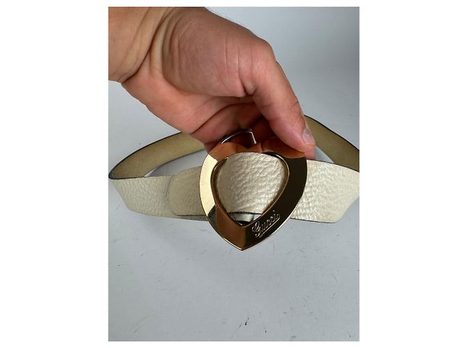Vintage Gucci Herz Leder Gürtel weiß - Ansicht 2