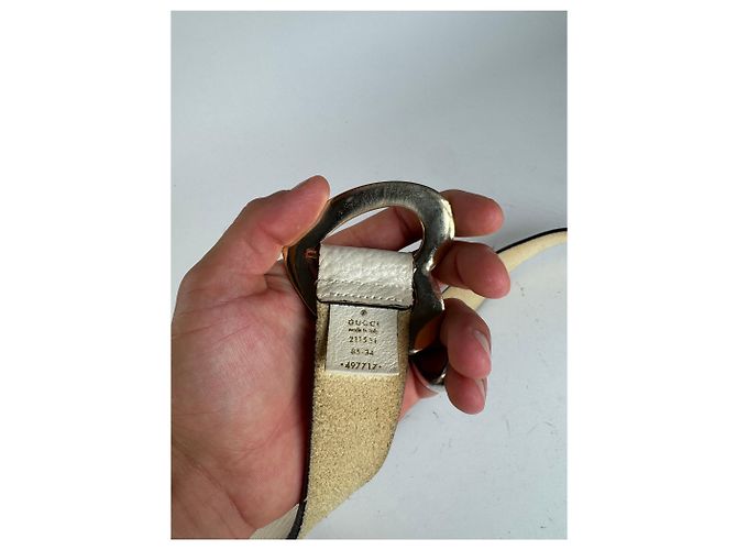 Vintage Gucci Herz Leder Gürtel weiß - Ansicht 4