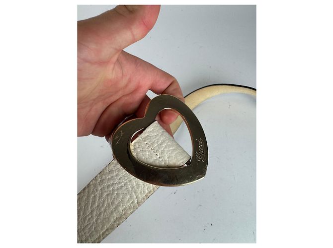 Vintage Gucci Herz Leder Gürtel weiß - Ansicht 6
