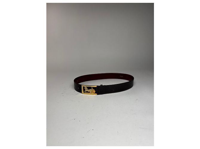 Céline Vintage Celine Paris Ledergürtel schwarz burgunder - Ansicht 10