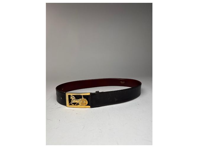 Céline Vintage Celine Paris Ledergürtel schwarz burgunder - Ansicht 14