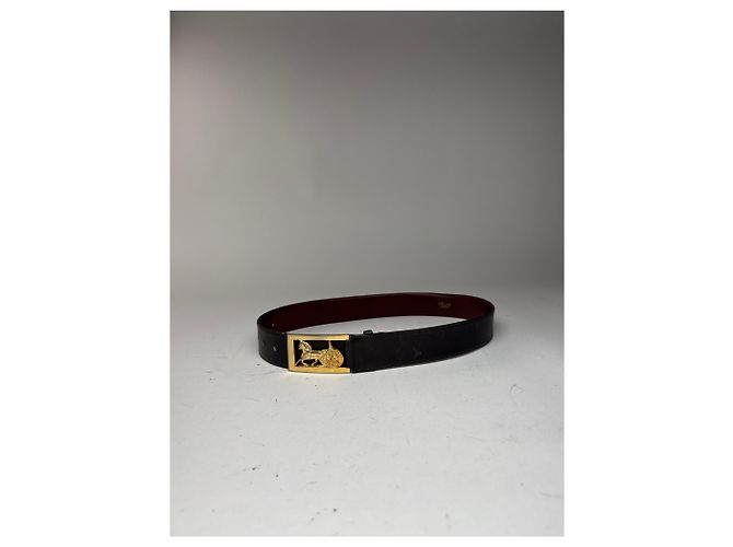Céline Vintage Celine Paris Ledergürtel schwarz burgunder - Ansicht 6