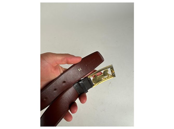 Céline Vintage Celine Paris Ledergürtel schwarz burgunder - Ansicht 7