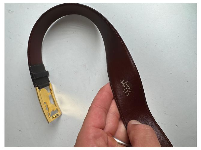 Céline Vintage Celine Paris Ledergürtel schwarz burgunder - Ansicht 9
