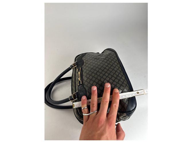 Céline Vintage Celine Paris Triomphe Monogramm Ledertasche Grau - Ansicht 13