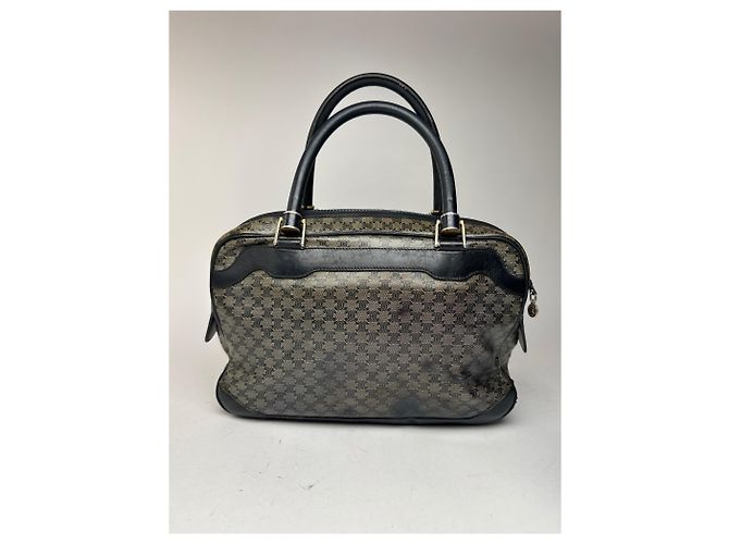 Céline Vintage Celine Paris Triomphe Monogramm Ledertasche Grau - Ansicht 3