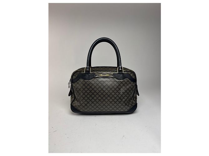Céline Vintage Celine Paris Triomphe Monogramm Ledertasche Grau - Ansicht 7