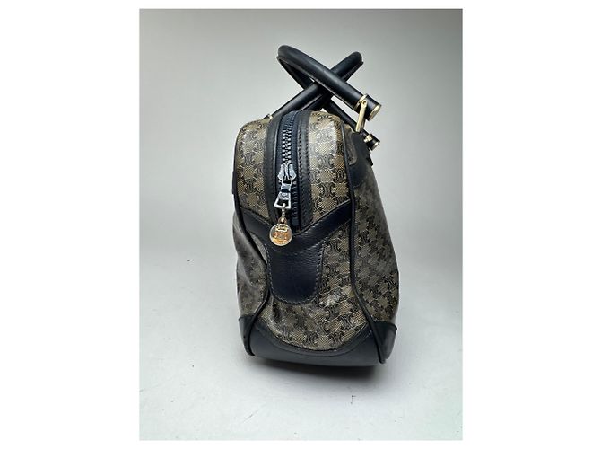 Céline Vintage Celine Paris Triomphe Monogramm Ledertasche Grau - Ansicht 8