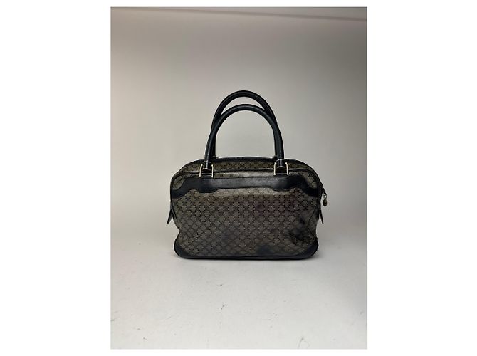 Céline Vintage Celine Paris Triomphe Monogramm Ledertasche Grau - Ansicht 9