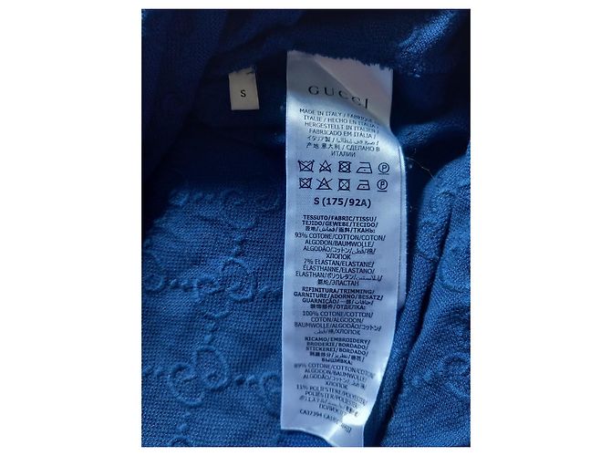 Polo Gucci in cotone blu con ricamo GG - vista 4